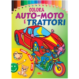 LIBRO DA COLORARE AUTO MOTO TRATTORI 96PG V.4,90