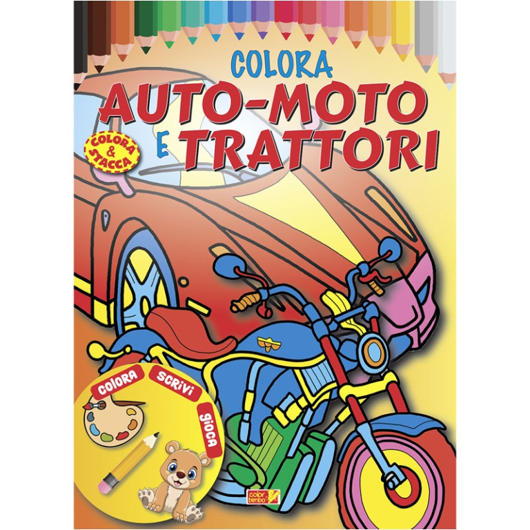 LIBRO DA COLORARE AUTO MOTO TRATTORI 64PG V.4,90 2