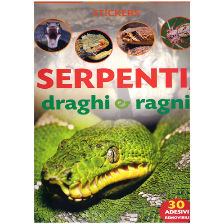 LIBRO DA COLORARE STICKER SERPENTI DRAGHI RAGNI V.