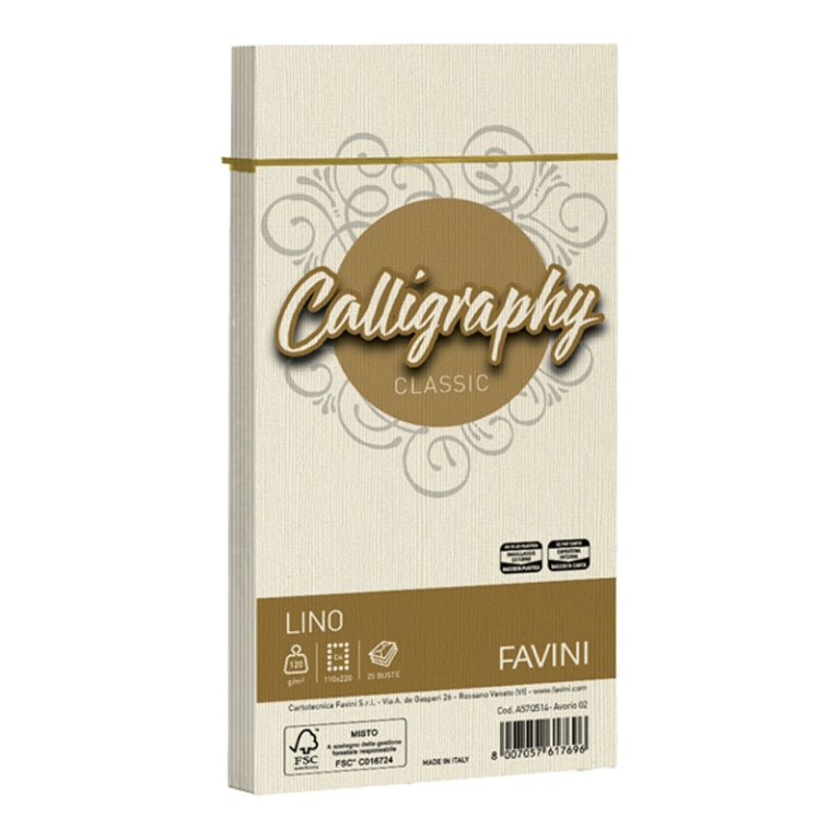 BUSTE CALLIGRAPHY 25PZ   AVORIO 120GR 11X22