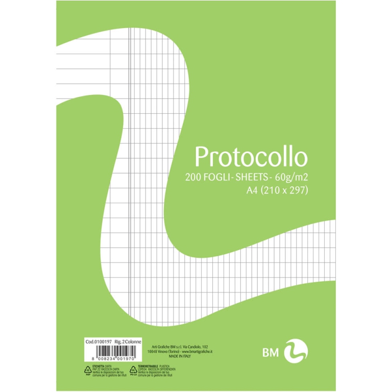 FOGLI PROTOCOLLO 200FG   2COLONNE 2