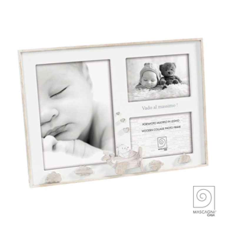 CORNICE MOD.A1433 TRIPLA LEGNO SBIANCATO 13X18CM