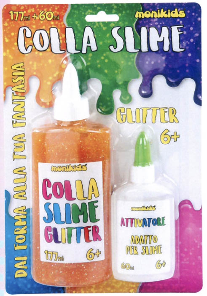 COLLA SLIME 177ML GLITTER CON ATTIVATORE 60ML: vendita ingrosso con  consegna veloce