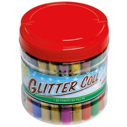 COLLA GLITTER 50PZ 10,5ML COLORI ASSORTITI BARATTOLO