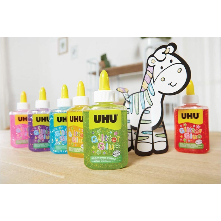 UHU GLITTER COLOURS 6PZ  88,5ML COLLA SLIME 3