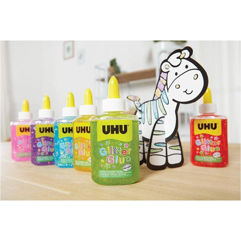 UHU GLITTER COLOURS 6PZ  88,5ML COLLA SLIME 3