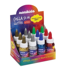 COLLA GLITTER 50ML 12PZ  COLORI ASSORTITI