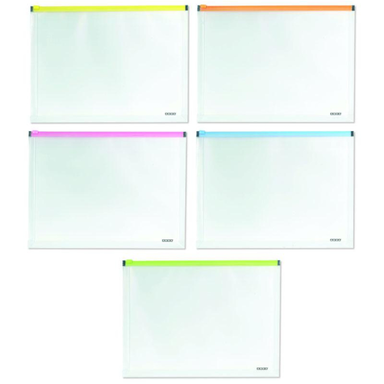 BUSTE PLASTICA CON SOFFIETTO 96PZ A4 TRASCOLOR