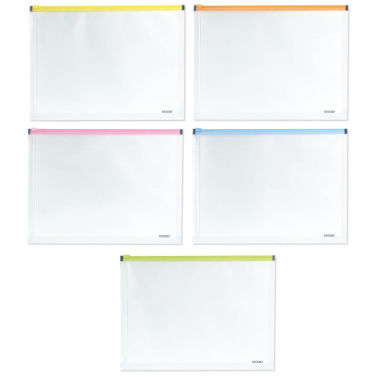 BUSTE PLASTICA CON SOFFIETTO 12PZ A4 TRASCOLOR