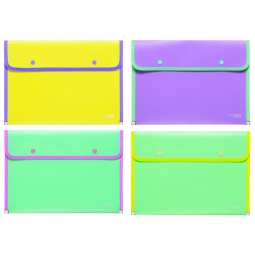 BUSTA A4 CON BOTTONE 12PZ BORDATA PASTEL