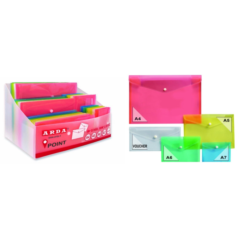 BUSTE PLASTICA CON BOTTONE 120PZ TRASCOLOR EXPO 2