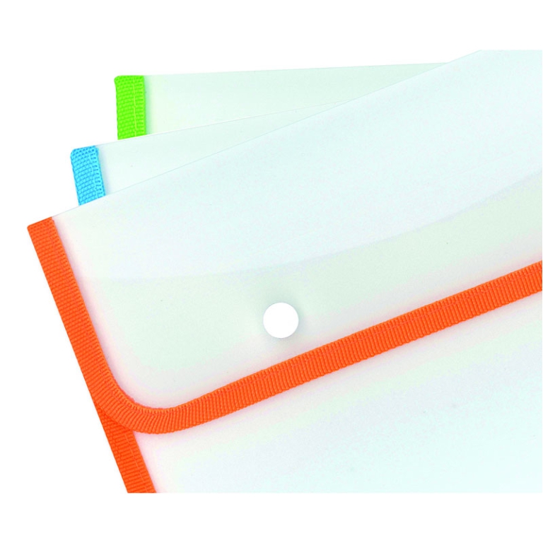 BUSTE PLASTICA CON BOTTONE 48PZ A4 BORDATE FLUO 2