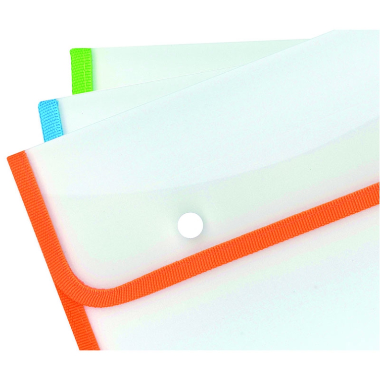 BUSTE PLASTICA CON BOTTONE 48PZ A5 BORDATE FLUO 2