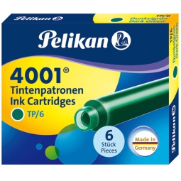 INCHIOSTRO CARTUCCE TP6 10PZ  4001VERDE PELIKAN X STILOGRAFICA