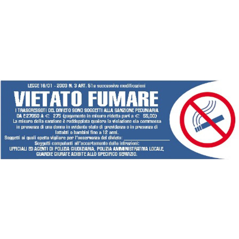 TARGHE ADESIVE 6X18 BLU LOGOFIX VIETATO FUMARE