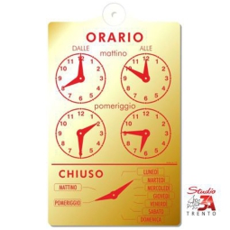 TARGA ORARIO ORO 13X21,5CM CON LANCETTE 770
