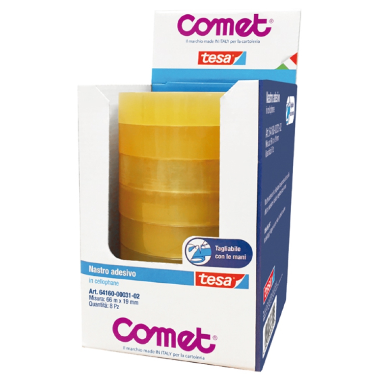 NASTRO ADESIVO 19X66 8RT TRASPARENTE COMET CELLOPHANE