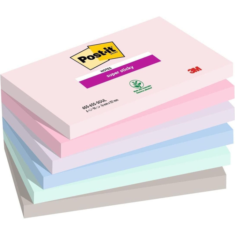 POST-IT 3M 655 6PZ 76X127 SOULFUL SUPERSTICKY