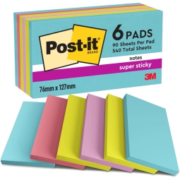 POST-IT 3M 655 6PZ 76X127 COSMIC SUPER STICKY