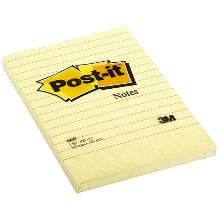 POST-IT 3M 660 BLOCCO RIGATO 6PZ 100X150 GIALLO 2