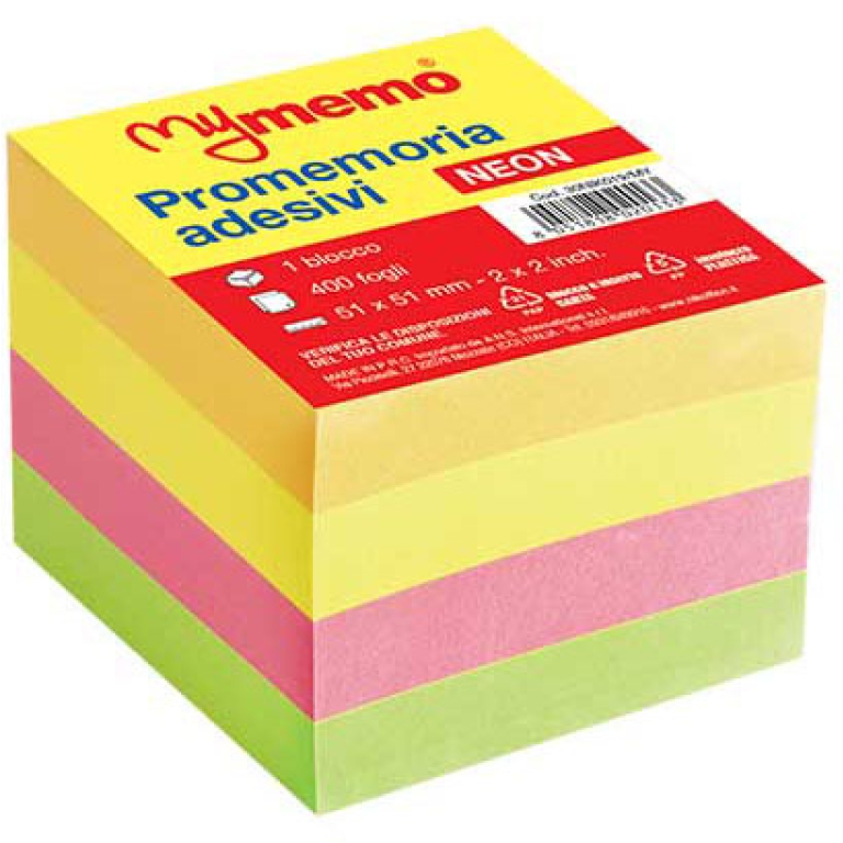 POST-IT CUBO 400FG 51X51 NEON MEMOTIP