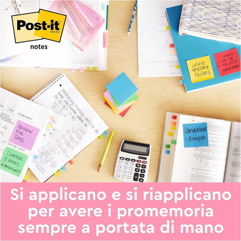 POST-IT 3M CUBO 76X76 450FG 2 PEZZI COLORATO 654 3