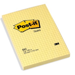 POST-IT 3M 662 BLOCCO QUADRI 6PZ 100X150 GIALLO