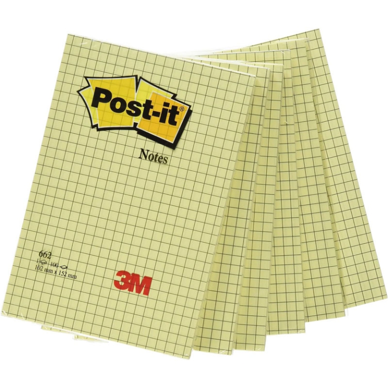 POST-IT 3M 662 BLOCCO QUADRI 6PZ 100X150 GIALLO 3