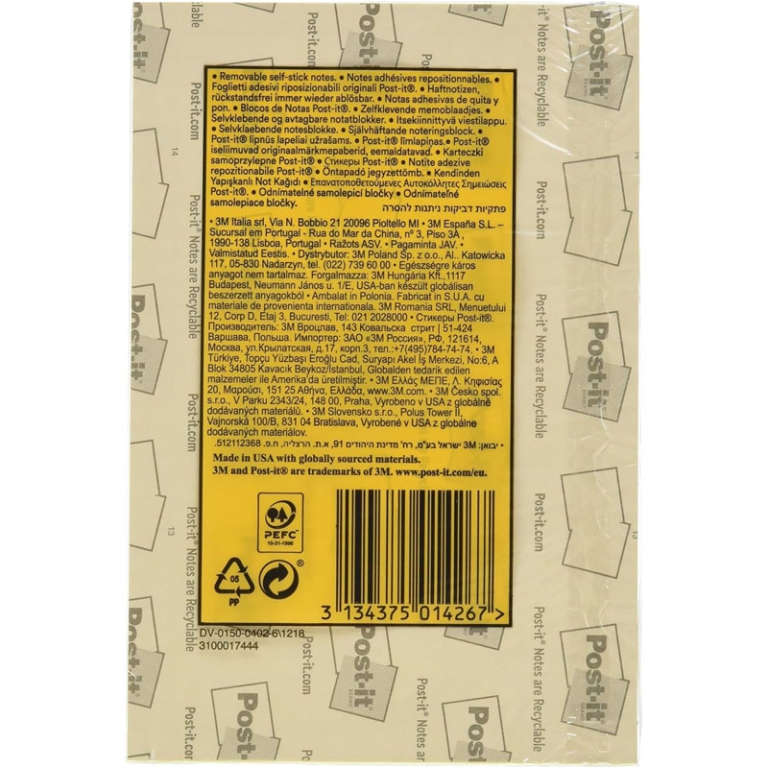 POST-IT 3M 662 BLOCCO QUADRI 6PZ 100X150 GIALLO 5