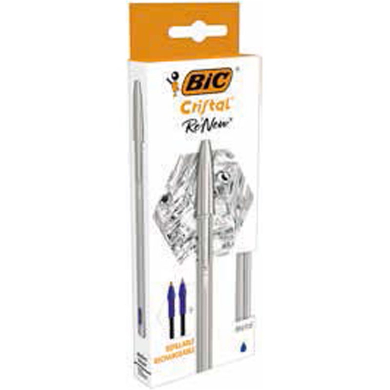 BIC CRISTAL RE NEW BLU   1 SFERA+2 REFILL 2