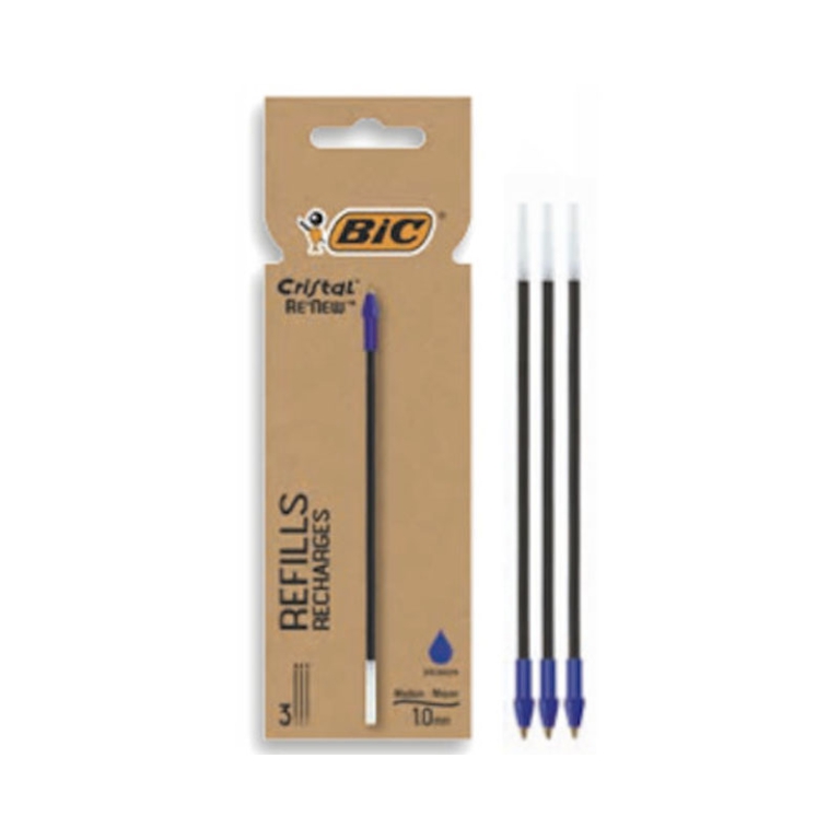 BIC CRISTAL RE NEW BLU   3 REFILL 10CF