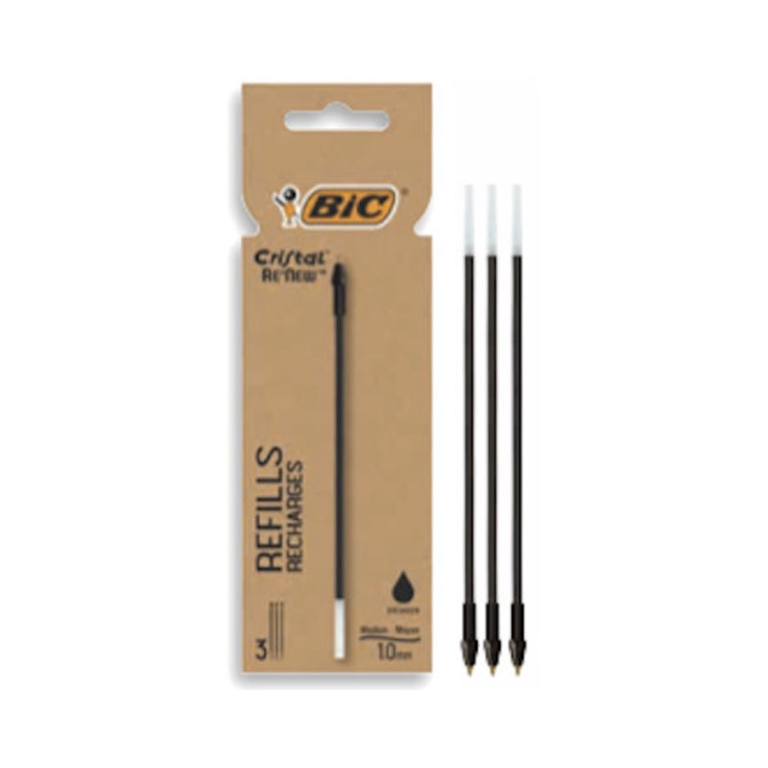 BIC CRISTAL RE NEW NERO  3 REFILL 10CF