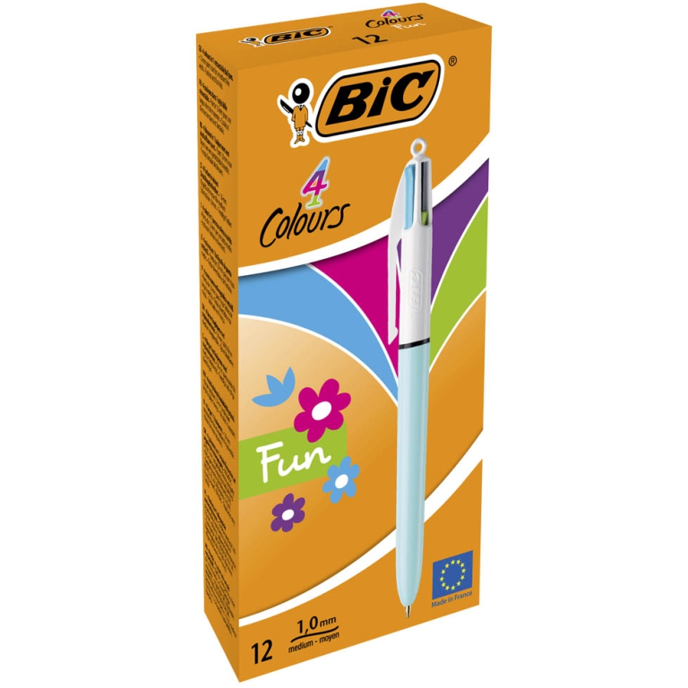 SFERA BIC 4 COLORI 12PZ  FUN ROSA/VIOLA/VE/AZ 2