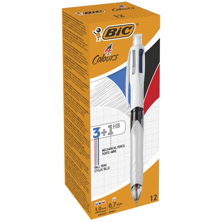 SFERA BIC 4 COLORI 12PZ 3+1HB B/N/R/MATITA 2