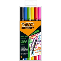 INTENSITY DUAL TIP 6 COLORI PUNTE FINE E BRUSH BIC