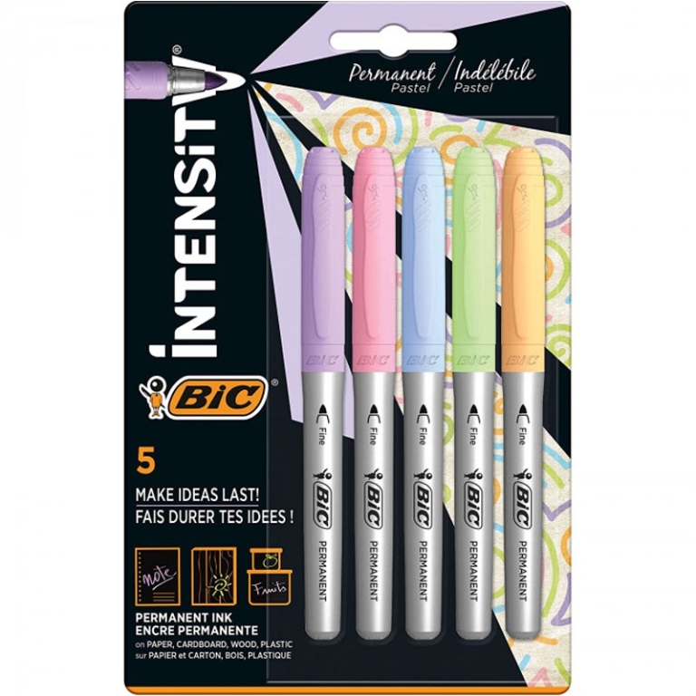 PENNARELLI INTENSITY 5 COLORI PASTELLO INDELEBILI BIC