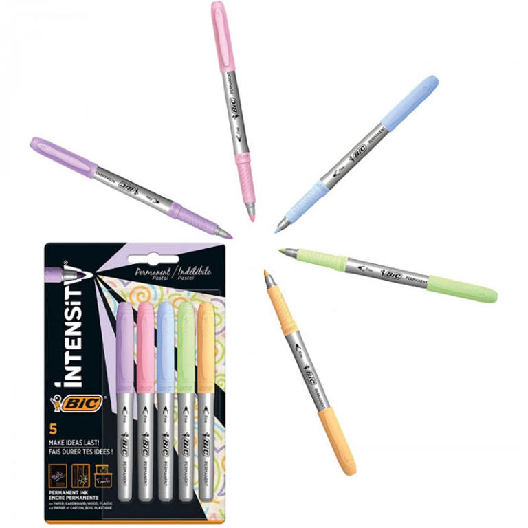 PENNARELLI INTENSITY 5 COLORI PASTELLO INDELEBILI BIC 5