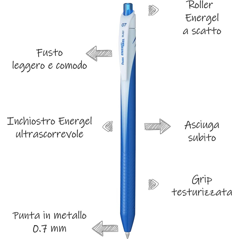 ROLLER ENERGEL 12PZ 0,7  BLU PENTEL BL437 3