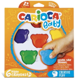 PASTELLI CERA TEDDY 6 COLORI 1+ ANNI CARIOCA BABY