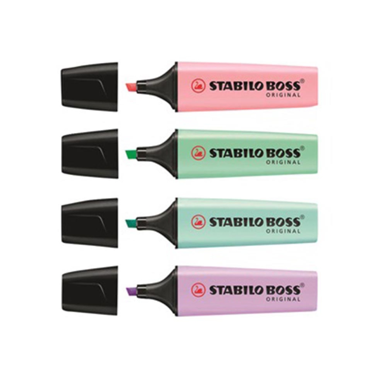 EVIDENZIATORI BOSS 4 COLORI PASTEL TENUI STABILO 2