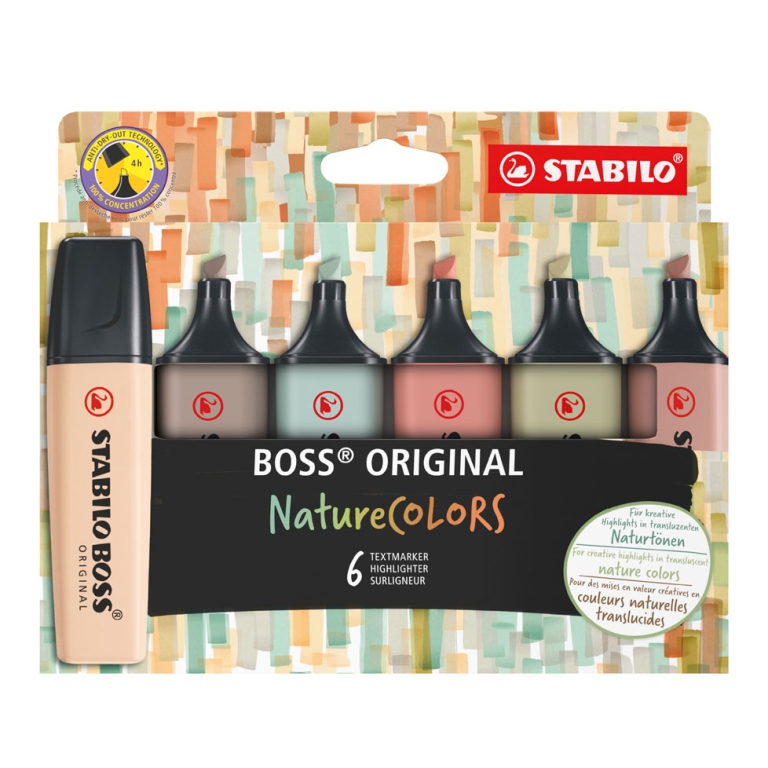 EVIDENZIATORI BOSS 6 COLORI NATURA STABILO