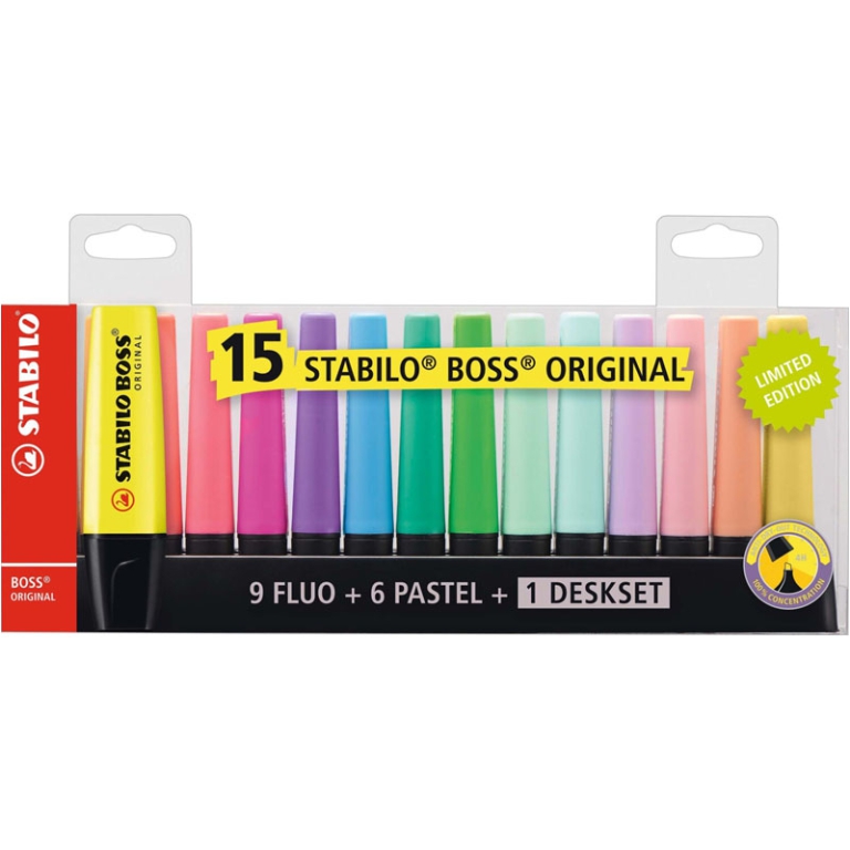 EVIDENZIATORI BOSS 15 COLORI DESKSET STABILO