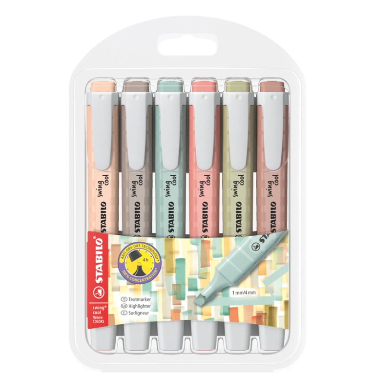 EVIDENZIATORI SWING COOL 6 COLORI NATURA STABILO