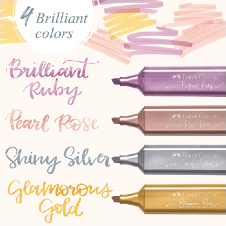 EVIDENZIATORI TEXTLINER  METALLIC 4 COLORI FABER 3