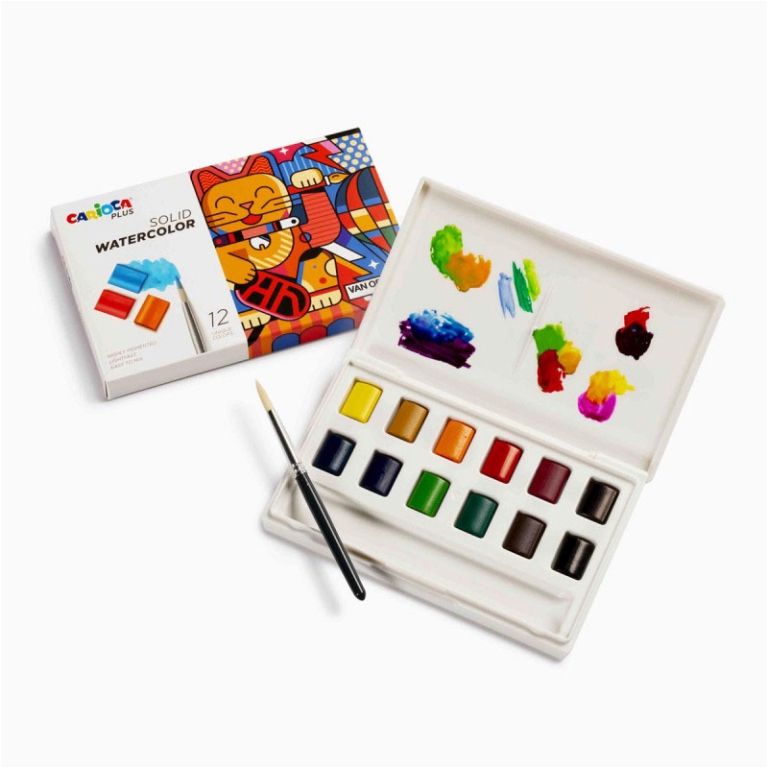 ACQUERELLO SOLIDO 12 COLORI CARIOCA PLUS