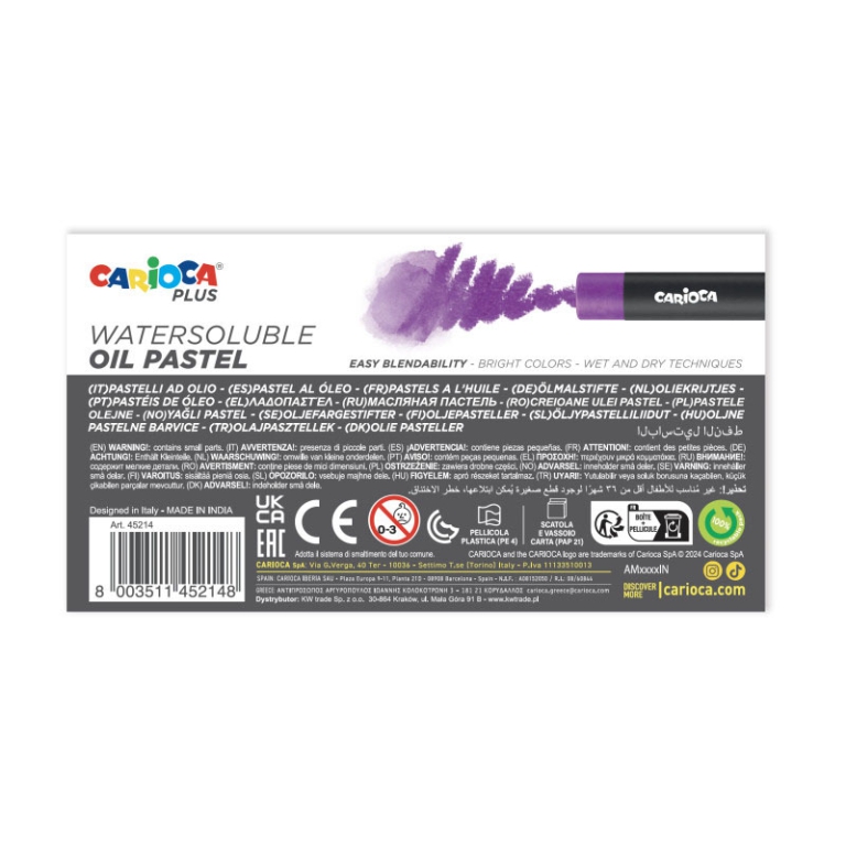 PASTELLI OLIO 12 COLORI ACQUARELLABILI CARIOCA PLUS 3