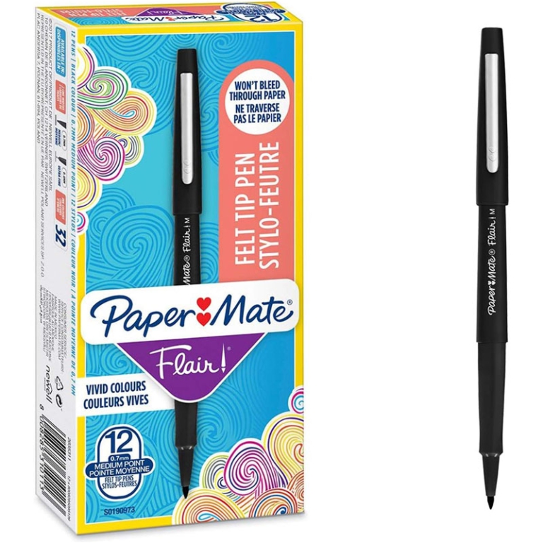 PENNARELLO FLAIR NERO PUNTA MEDIA 12PZ PAPERMATE 3
