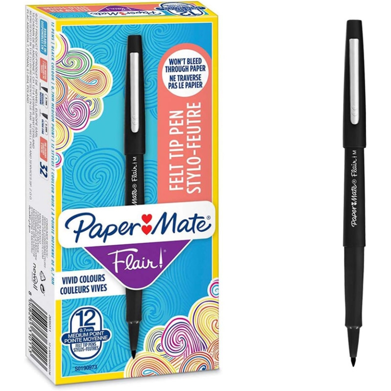 PENNARELLO FLAIR NERO PUNTA MEDIA 12PZ PAPERMATE 3