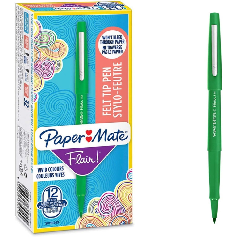 PENNARELLO FLAIR VERDE PUNTA MEDIA 12PZ PAPERMATE 2