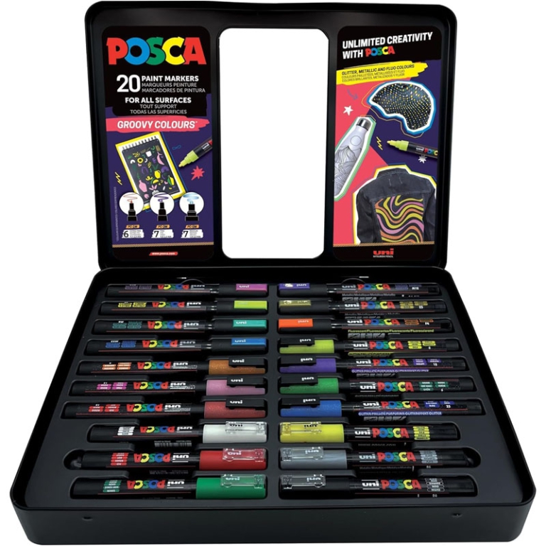 UNI POSCA 20PZ GROOVY PUNTE ASSORTITE IN VALIGETTA 5